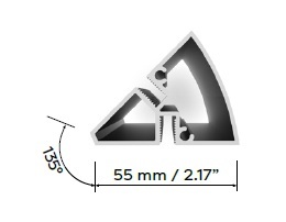 Aluvision C135 corner profile 493mm (90-90) - blk