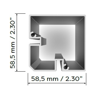 Aluvision L corner-55  profile RAL9005S 2480mm (90-90) - blk